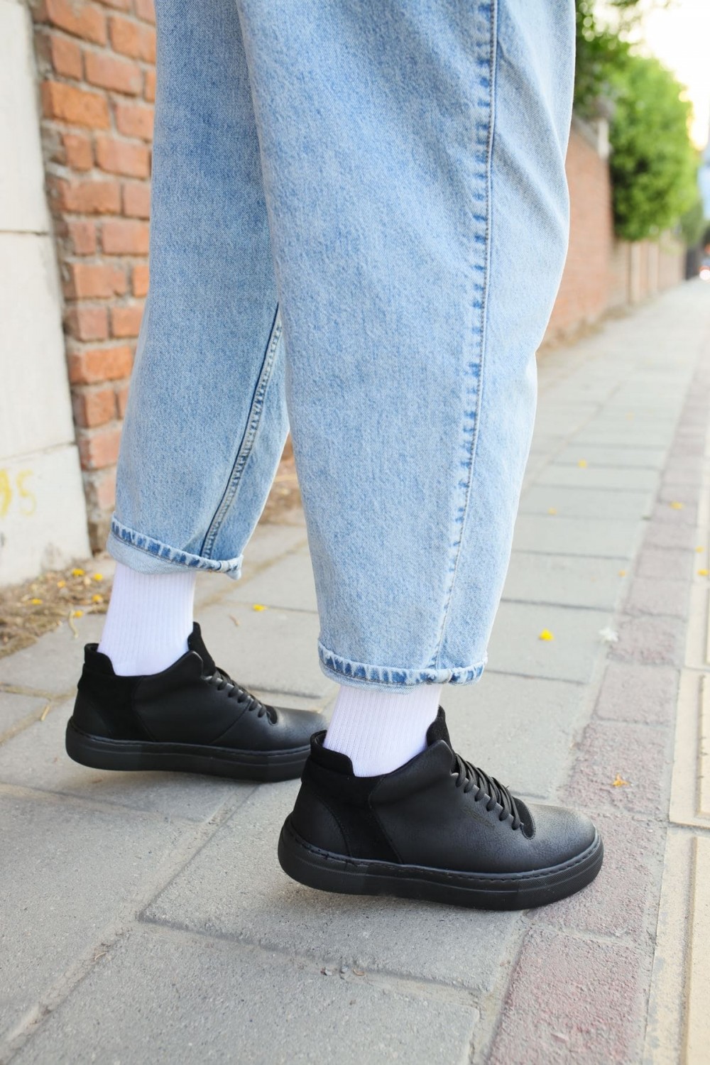 CH004 Hide Erkek Günlük Bağcıklı Cilt Spor Sneaker Ayakkabı CST - Siyah – Chekich Erkek Ayakkabı
