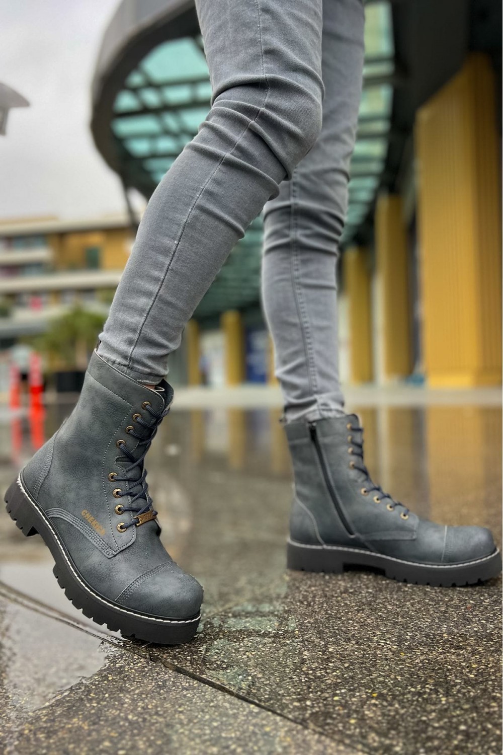 CH009 Military Erkek Spor Günlük Bağcıklı ve Fermuarlı Cilt Bot CST - Antrasit Erkek Ayakkabı CH009 Military Erkek Spor Günlük Bağcıklı ve Fermuarlı Cilt Bot CST - Antrasit – Chekich Erkek Ayakkabı