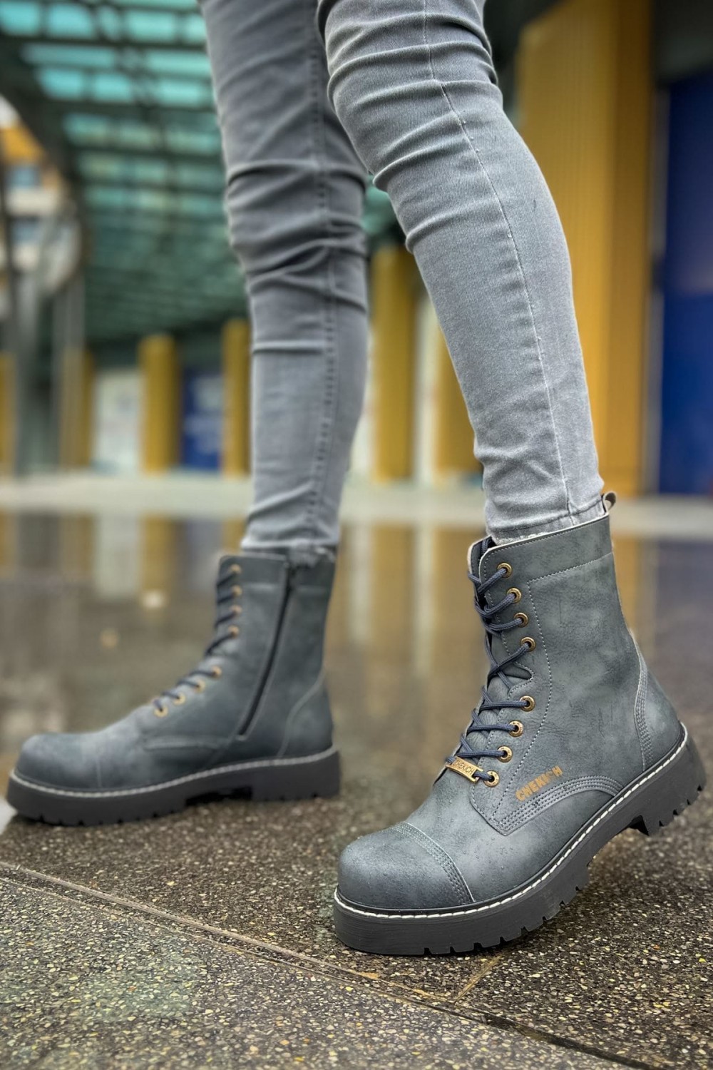 CH009 Military Erkek Spor Günlük Bağcıklı ve Fermuarlı Cilt Bot CST - Antrasit Erkek Ayakkabı CH009 Military Erkek Spor Günlük Bağcıklı ve Fermuarlı Cilt Bot CST - Antrasit – Chekich Erkek Ayakkabı