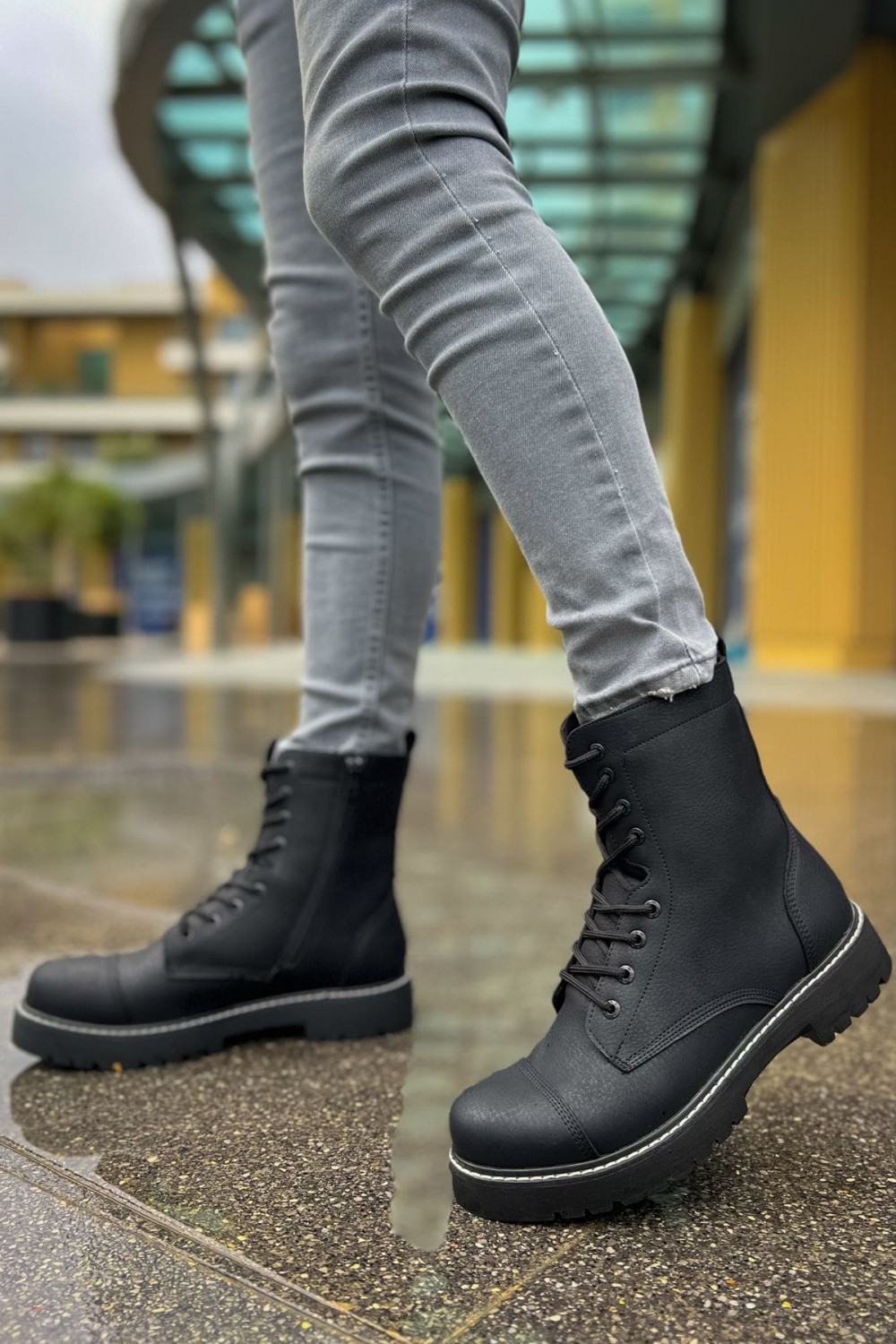 CH009 Military Erkek Spor Günlük Bağcıklı ve Fermuarlı Cilt Bot CST - Mat Siyah Erkek Ayakkabı CH009 Military Erkek Spor Günlük Bağcıklı ve Fermuarlı Cilt Bot CST - Mat Siyah – Chekich Erkek Ayakkabı