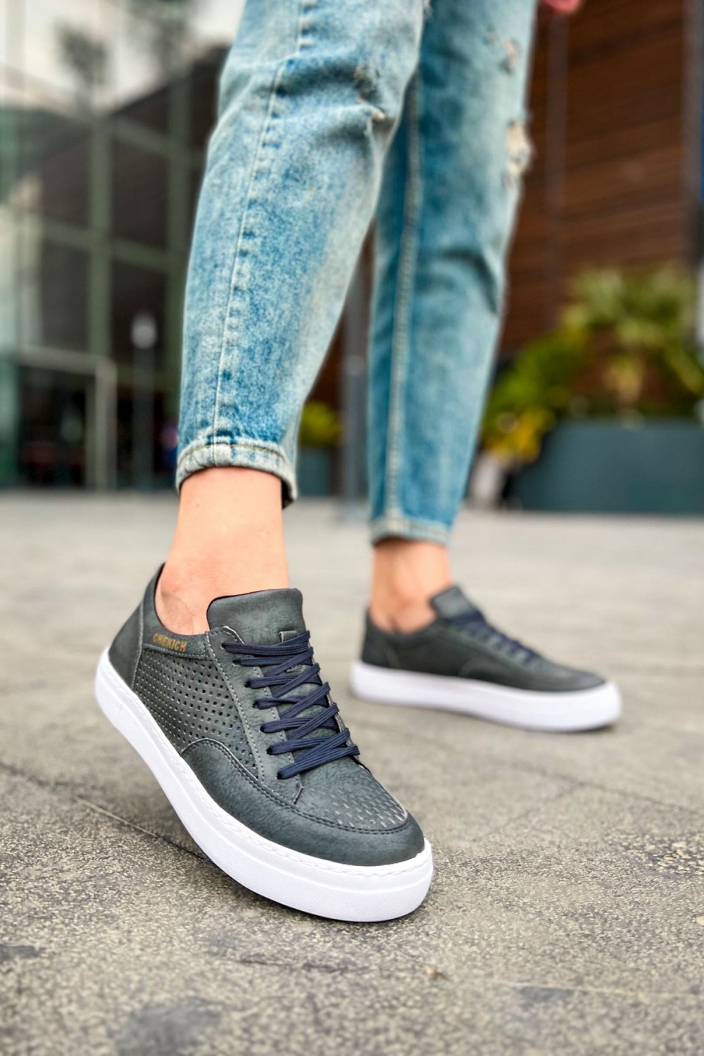 CH015 First Edition Erkek Günlük Bağcıklı Cilt Spor Sneaker Ayakkabı CBT - Antrasit Erkek Ayakkabı CH015 First Edition Erkek Günlük Bağcıklı Cilt Spor Sneaker Ayakkabı CBT - Antrasit – Chekich Erkek Ayakkabı
