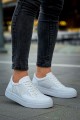 CH015 First Edition Erkek Günlük Bağcıklı Cilt Spor Sneaker Ayakkabı CBT - Beyaz