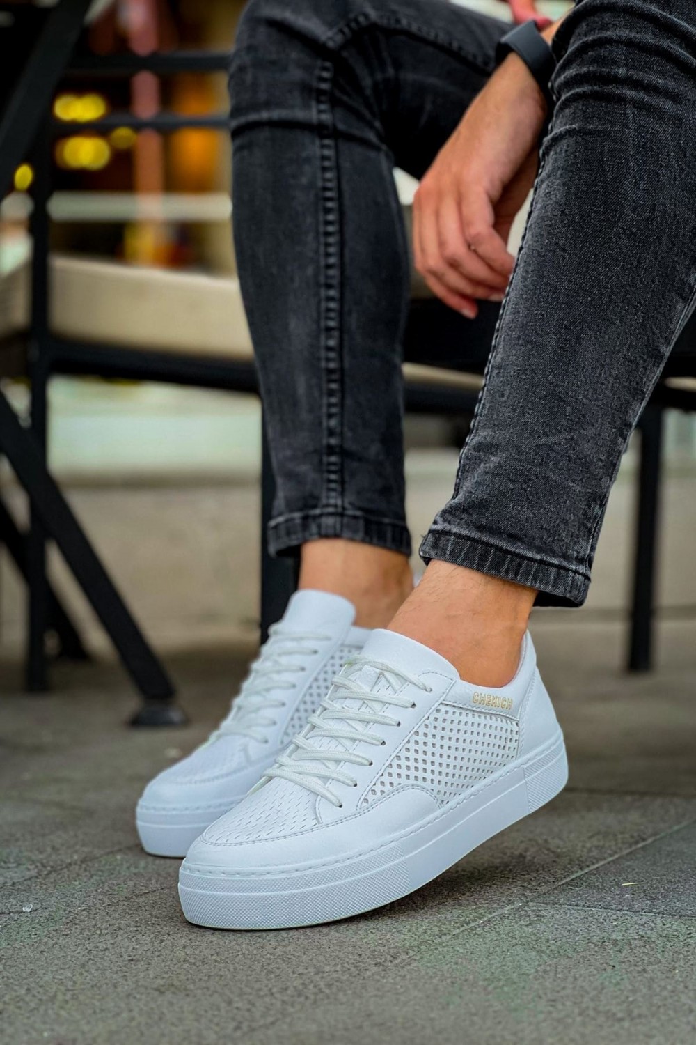CH015 First Edition Erkek Günlük Bağcıklı Cilt Spor Sneaker Ayakkabı CBT - Beyaz Erkek Ayakkabı CH015 First Edition Erkek Günlük Bağcıklı Cilt Spor Sneaker Ayakkabı CBT - Beyaz – Chekich Erkek Ayakkabı