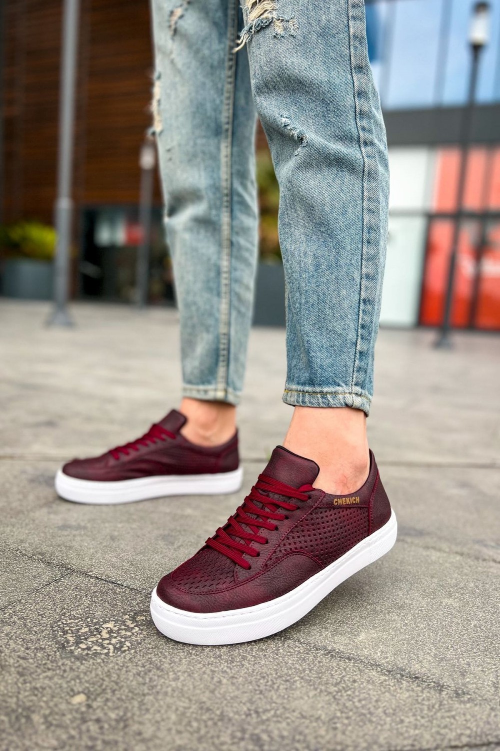 CH015 First Edition Erkek Günlük Bağcıklı Cilt Spor Sneaker Ayakkabı CBT - Bordo Erkek Ayakkabı CH015 First Edition Erkek Günlük Bağcıklı Cilt Spor Sneaker Ayakkabı CBT - Bordo – Chekich Erkek Ayakkabı