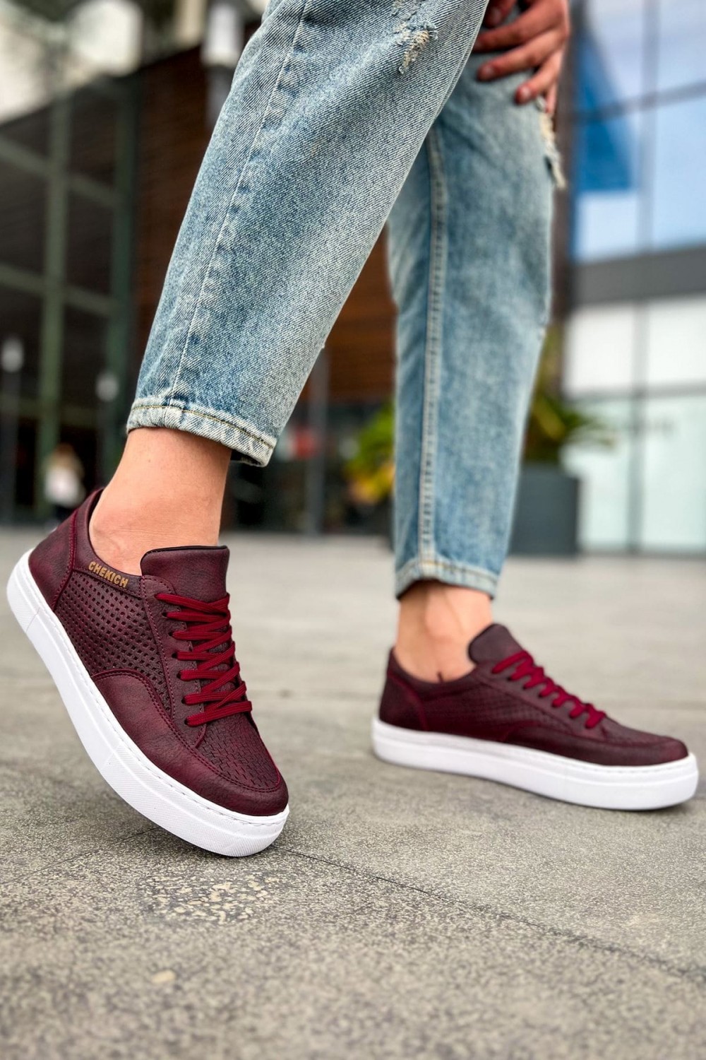 CH015 First Edition Erkek Günlük Bağcıklı Cilt Spor Sneaker Ayakkabı CBT - Bordo Erkek Ayakkabı CH015 First Edition Erkek Günlük Bağcıklı Cilt Spor Sneaker Ayakkabı CBT - Bordo – Chekich Erkek Ayakkabı