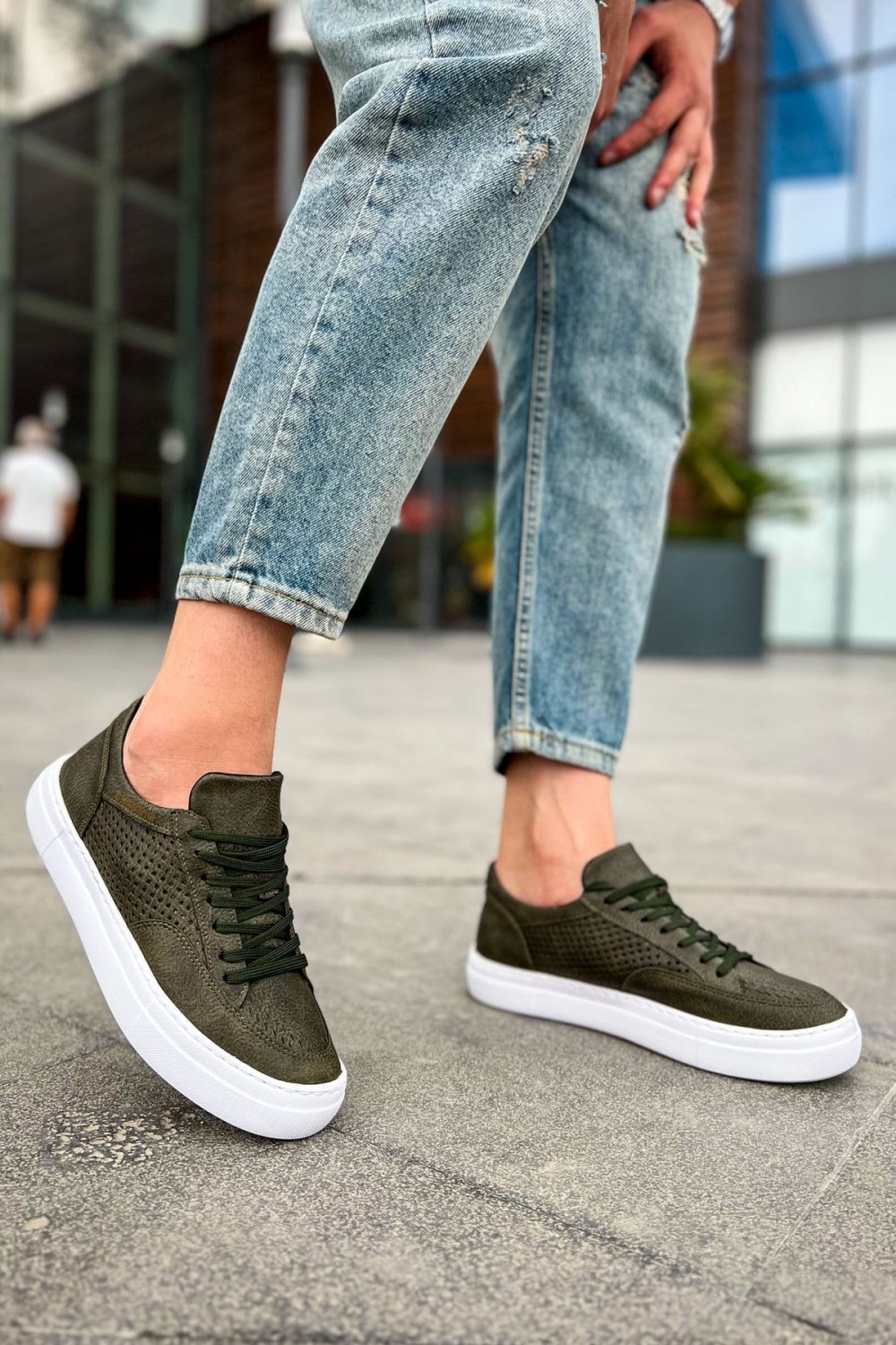 CH015 First Edition Erkek Günlük Bağcıklı Cilt Spor Sneaker Ayakkabı CBT - Haki Erkek Ayakkabı CH015 First Edition Erkek Günlük Bağcıklı Cilt Spor Sneaker Ayakkabı CBT - Haki – Chekich Erkek Ayakkabı