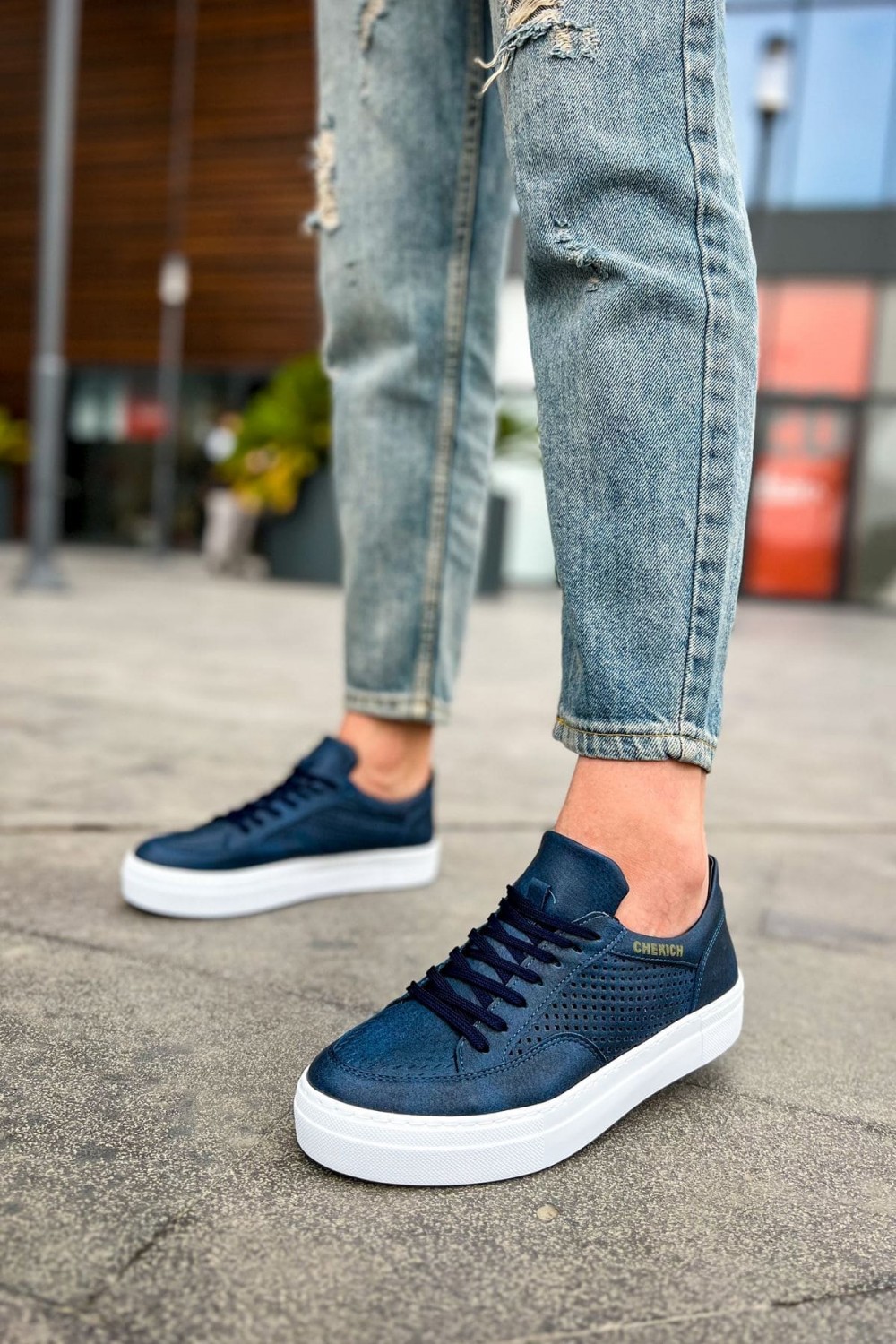 CH015 First Edition Erkek Günlük Bağcıklı Cilt Spor Sneaker Ayakkabı CBT - Lacivert Erkek Ayakkabı CH015 First Edition Erkek Günlük Bağcıklı Cilt Spor Sneaker Ayakkabı CBT - Lacivert – Chekich Erkek Ayakkabı