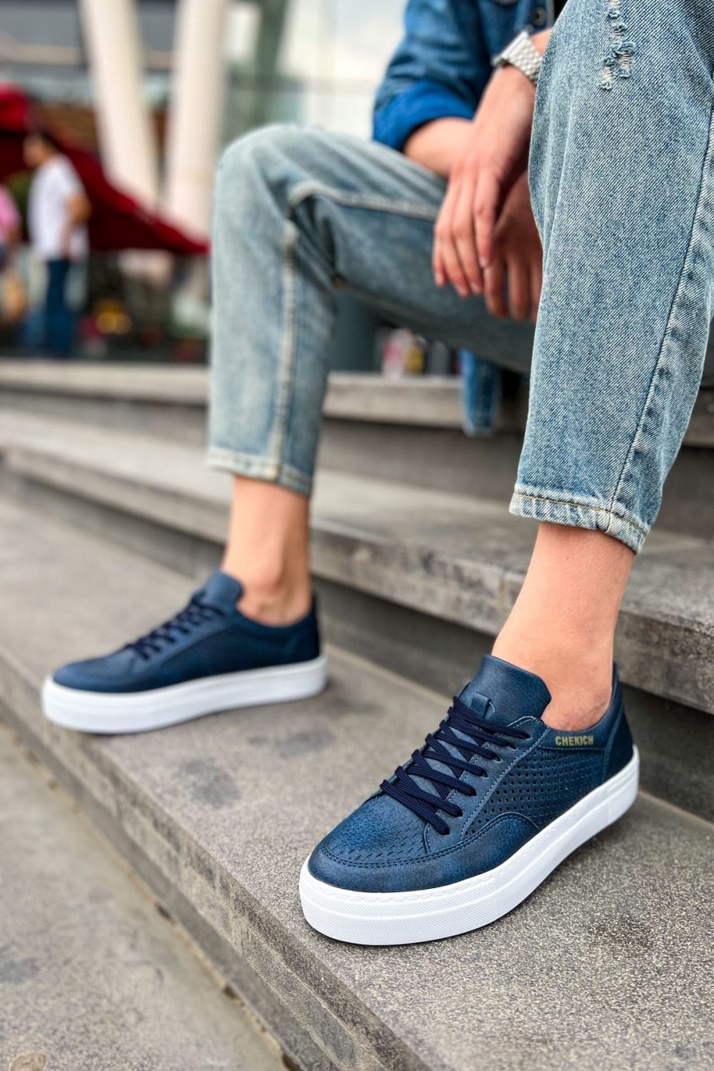 CH015 First Edition Erkek Günlük Bağcıklı Cilt Spor Sneaker Ayakkabı CBT - Lacivert Erkek Ayakkabı CH015 First Edition Erkek Günlük Bağcıklı Cilt Spor Sneaker Ayakkabı CBT - Lacivert – Chekich Erkek Ayakkabı