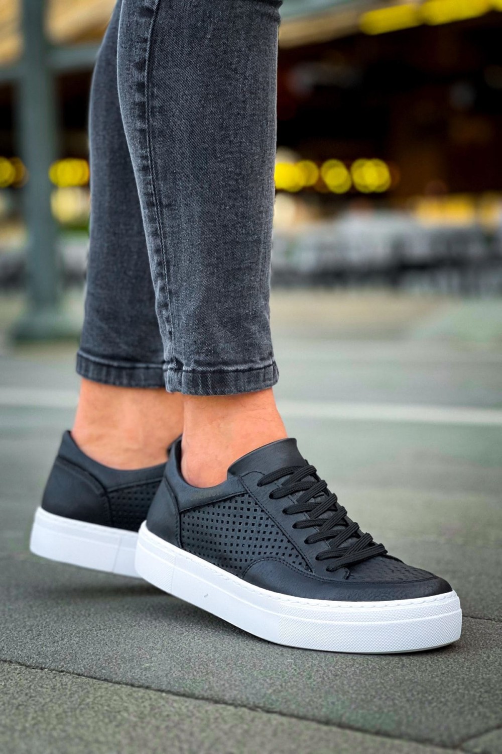 CH015 First Edition Erkek Günlük Bağcıklı Cilt Spor Sneaker Ayakkabı CBT - Siyah Erkek Ayakkabı CH015 First Edition Erkek Günlük Bağcıklı Cilt Spor Sneaker Ayakkabı CBT - Siyah – Chekich Erkek Ayakkabı