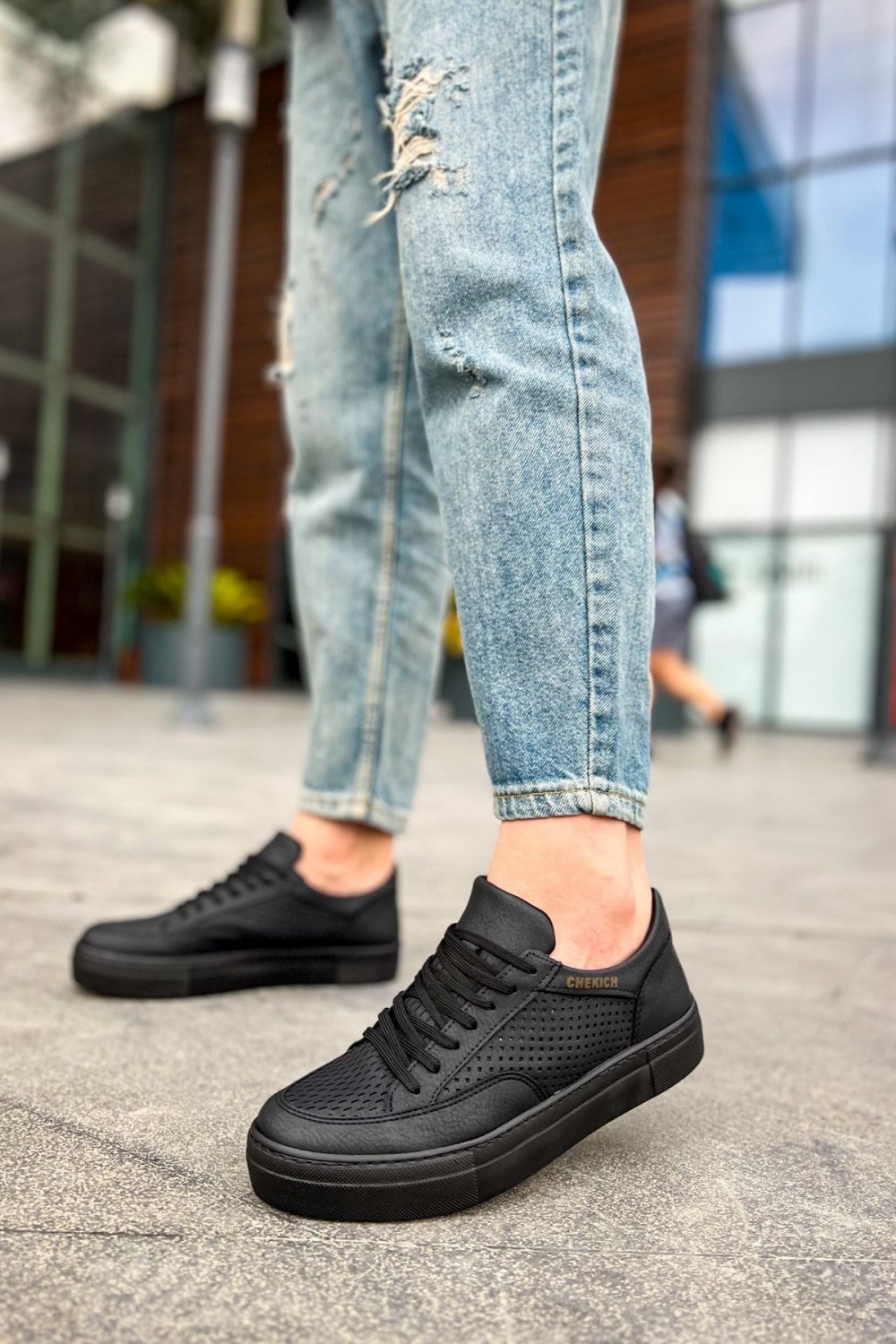 CH015 First Edition Erkek Günlük Bağcıklı Cilt Spor Sneaker Ayakkabı CST - Siyah Erkek Ayakkabı CH015 First Edition Erkek Günlük Bağcıklı Cilt Spor Sneaker Ayakkabı CST - Siyah – Chekich Erkek Ayakkabı