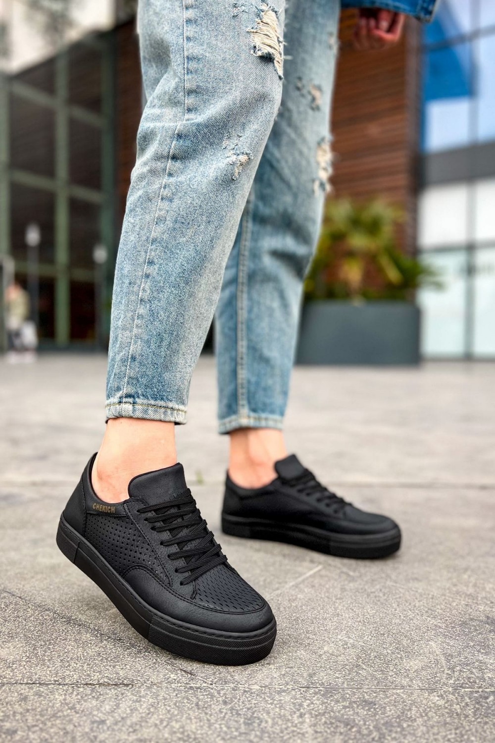 CH015 First Edition Erkek Günlük Bağcıklı Cilt Spor Sneaker Ayakkabı CST - Siyah Erkek Ayakkabı CH015 First Edition Erkek Günlük Bağcıklı Cilt Spor Sneaker Ayakkabı CST - Siyah – Chekich Erkek Ayakkabı