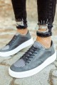 CH017 Pyramid Erkek Günlük Bağcıklı Cilt Spor Sneaker Ayakkabı CBT - Antrasit