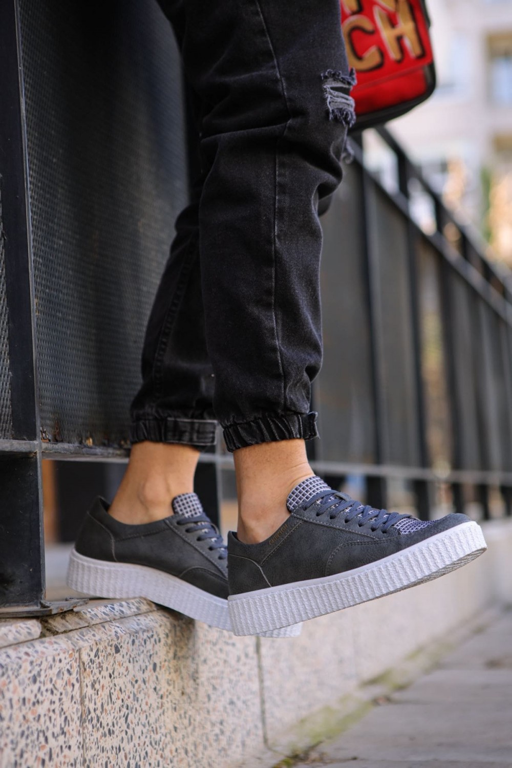 CH017 Pyramid Erkek Günlük Bağcıklı Cilt Spor Sneaker Ayakkabı CBT - Antrasit – Chekich Erkek Ayakkabı