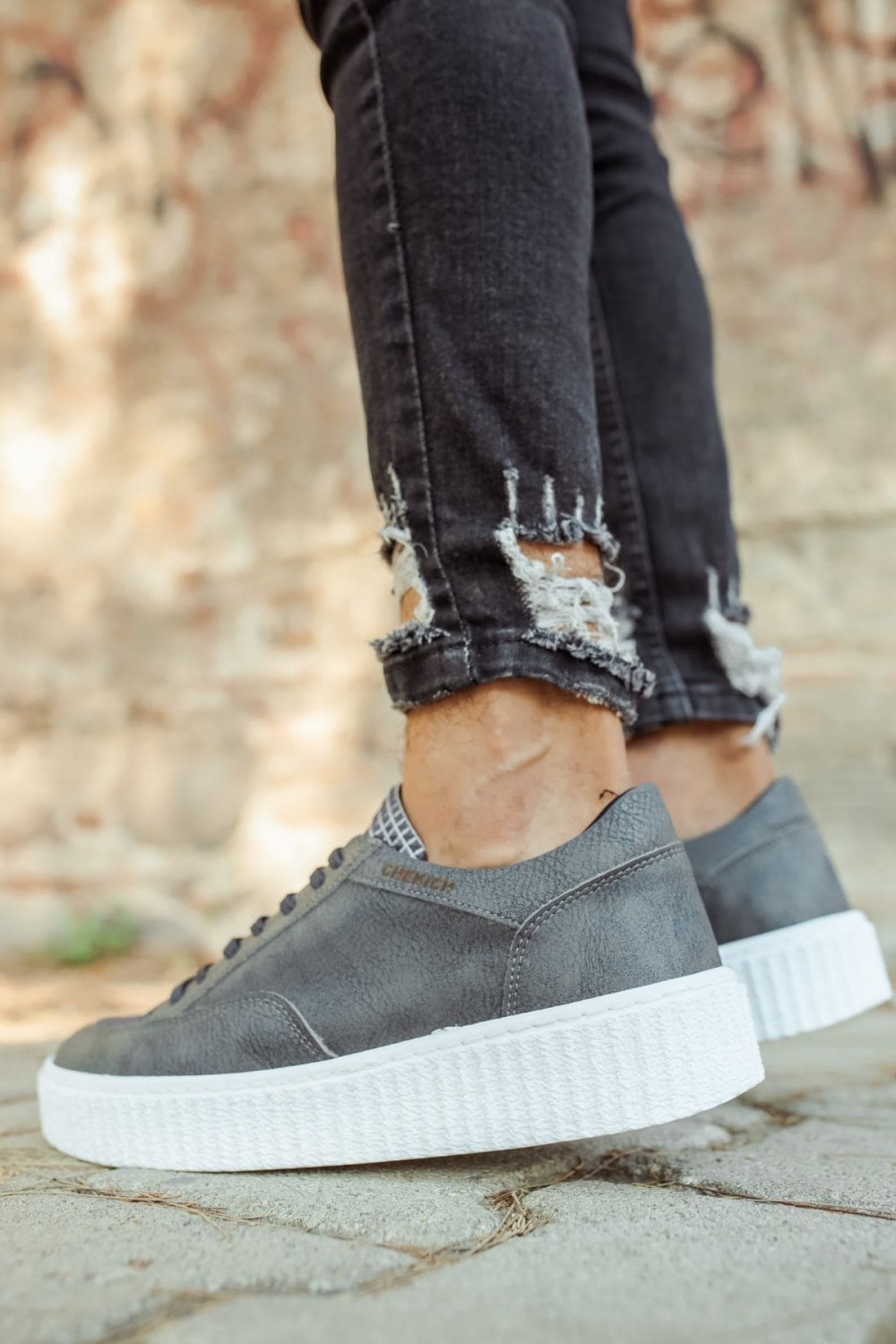 CH017 Pyramid Erkek Günlük Bağcıklı Cilt Spor Sneaker Ayakkabı CBT - Antrasit – Chekich Erkek Ayakkabı