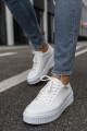 CH017 Pyramid Erkek Günlük Bağcıklı Cilt Spor Sneaker Ayakkabı CBT - Beyaz – Chekich Erkek Ayakkabı
