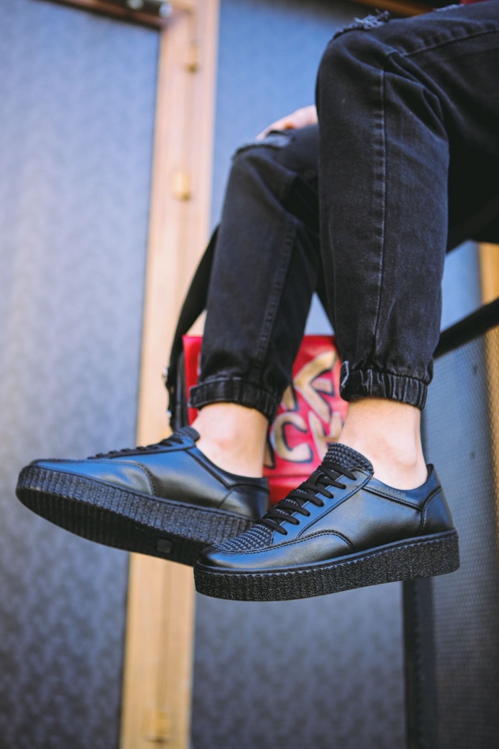 CH017 Pyramid Erkek Günlük Bağcıklı Cilt Spor Sneaker Ayakkabı CST - Siyah Erkek Ayakkabı CH017 Pyramid Erkek Günlük Bağcıklı Cilt Spor Sneaker Ayakkabı CST - Siyah – Chekich Erkek Ayakkabı