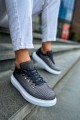 CH021 Favo Erkek Günlük Bağcıklı Cilt Spor Sneaker Ayakkabı CBT - Antrasit