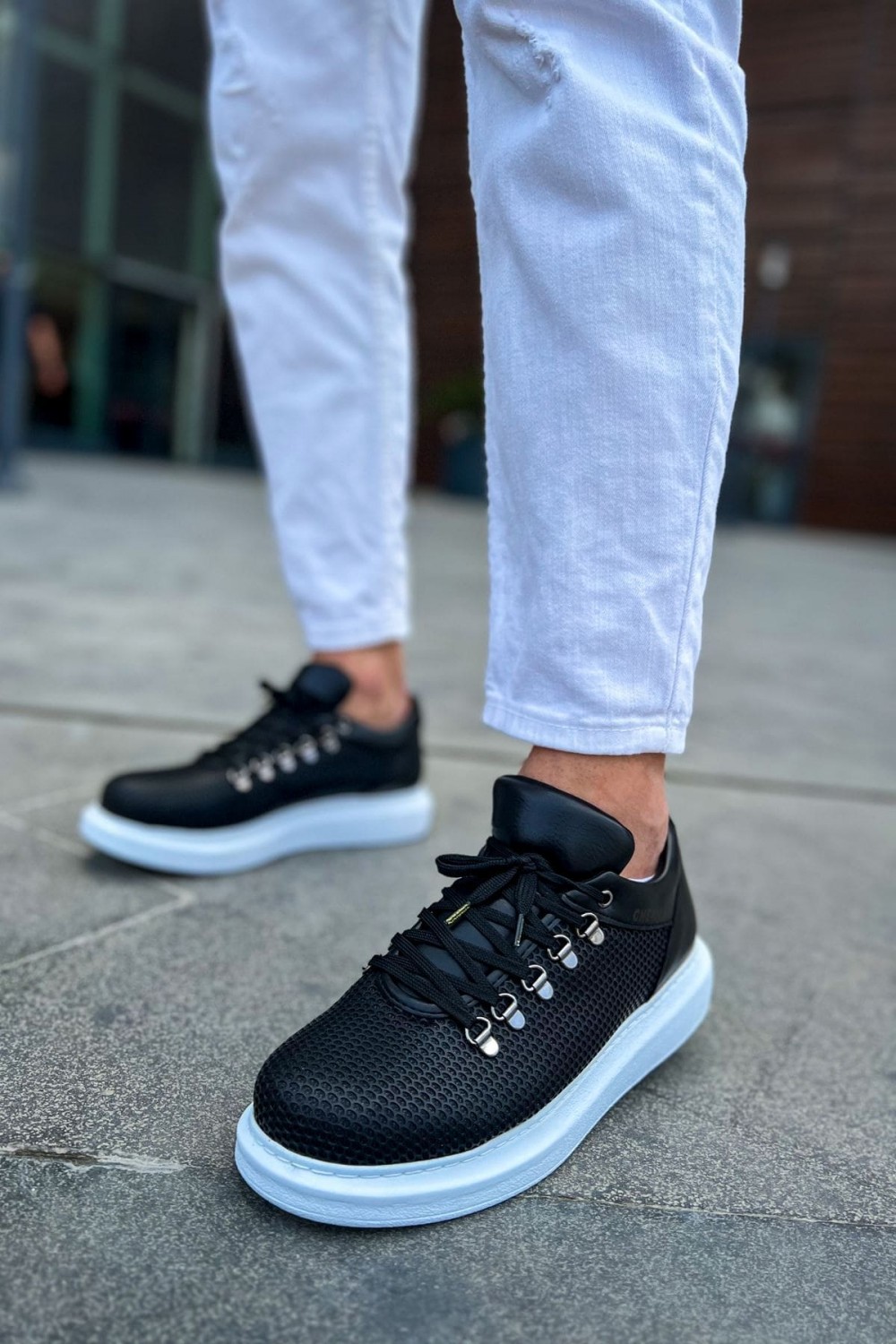 CH021 Favo Erkek Günlük Bağcıklı Cilt Spor Sneaker Ayakkabı CBT - Siyah – Chekich Erkek Ayakkabı