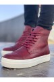 CH029 Vulcanized Erkek Spor Günlük Bağcıklı Cilt Bot CBT - Bordo