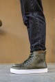 CH029 Vulcanized Erkek Spor Günlük Bağcıklı Cilt Bot CBT - Haki – Chekich Erkek Ayakkabı