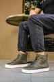 CH029 Vulcanized Erkek Spor Günlük Bağcıklı Cilt Bot CBT - Haki