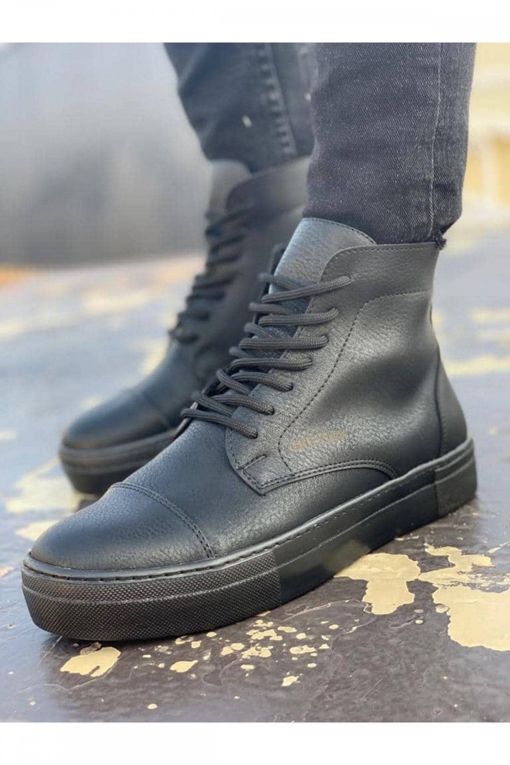 CH029 Vulcanized Erkek Spor Günlük Bağcıklı Cilt Bot CST - Siyah – Chekich Erkek Ayakkabı