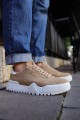 CH037 Francis Erkek Günlük Bağcıklı Süet Spor Sneaker Ayakkabı SBT - Kum