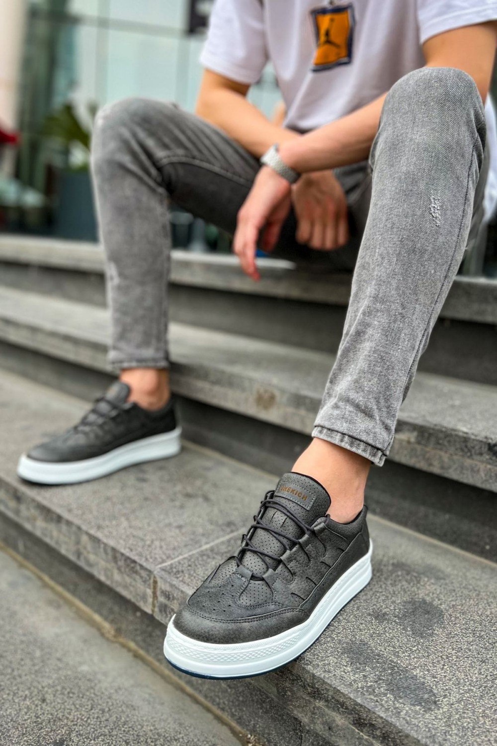 CH040 C - Rey Erkek Günlük Bağcıklı Cilt Spor Sneaker Ayakkabı CBT - Antrasit Erkek Ayakkabı CH040 C - Rey Erkek Günlük Bağcıklı Cilt Spor Sneaker Ayakkabı CBT - Antrasit – Chekich Erkek Ayakkabı