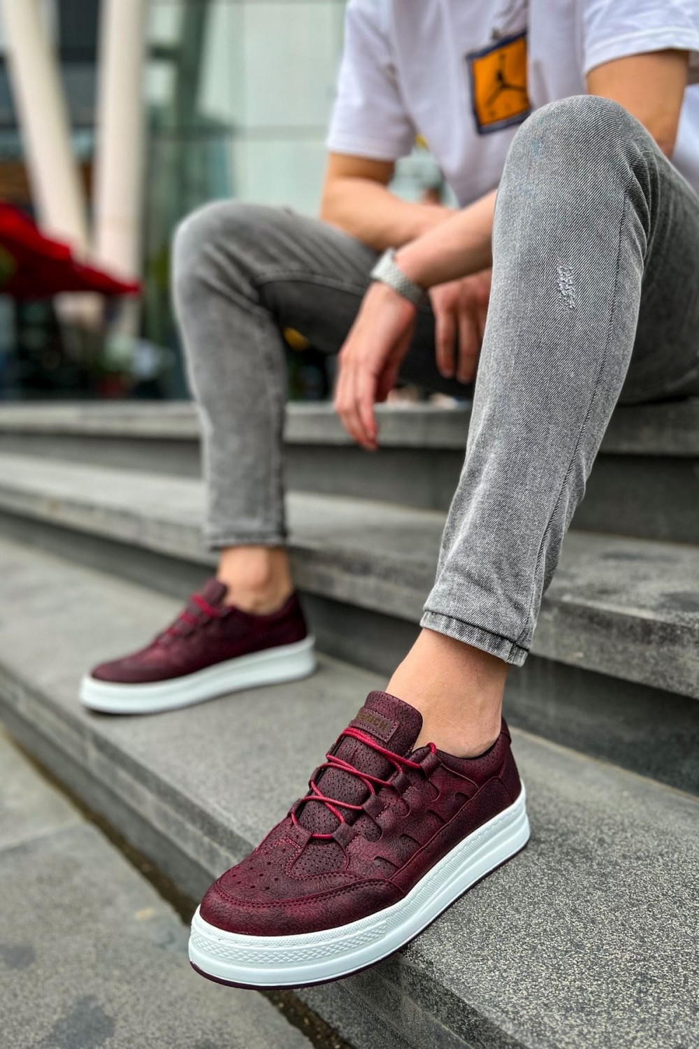 CH040 C - Rey Erkek Günlük Bağcıklı Cilt Spor Sneaker Ayakkabı CBT - Bordo Erkek Ayakkabı CH040 C - Rey Erkek Günlük Bağcıklı Cilt Spor Sneaker Ayakkabı CBT - Bordo – Chekich Erkek Ayakkabı