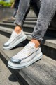 CH041 Renaissance Erkek Günlük Bağcıklı Cilt Spor Sneaker Ayakkabı CBT - Beyaz/Silver – Chekich Erkek Ayakkabı