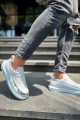 CH041 Renaissance Erkek Günlük Bağcıklı Cilt Spor Sneaker Ayakkabı CBT - Beyaz/Silver – Chekich Erkek Ayakkabı