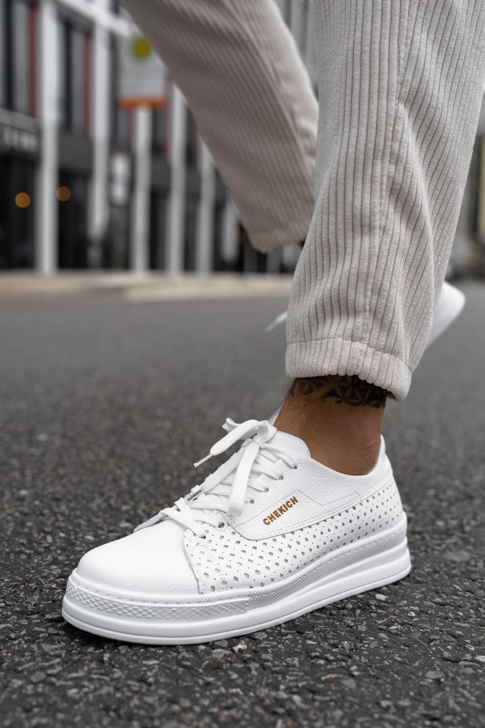 CH043 Cowien Erkek Günlük Bağcıklı Cilt Spor Sneaker Ayakkabı CBT - Beyaz Erkek Ayakkabı CH043 Cowien Erkek Günlük Bağcıklı Cilt Spor Sneaker Ayakkabı CBT - Beyaz – Chekich Erkek Ayakkabı