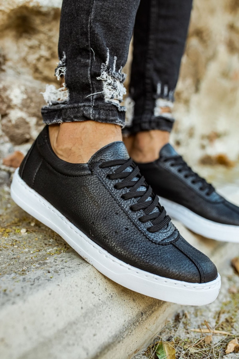 CH063 Star - X Erkek Günlük Bağcıklı Cilt Spor Sneaker Ayakkabı CBT - Siyah Erkek Ayakkabı CH063 Star - X Erkek Günlük Bağcıklı Cilt Spor Sneaker Ayakkabı CBT - Siyah – Chekich Erkek Ayakkabı