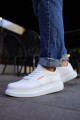 CH073 Flatline Erkek Günlük Bağcıklı Cilt Spor Sneaker Ayakkabı CBT - Beyaz – Chekich Erkek Ayakkabı