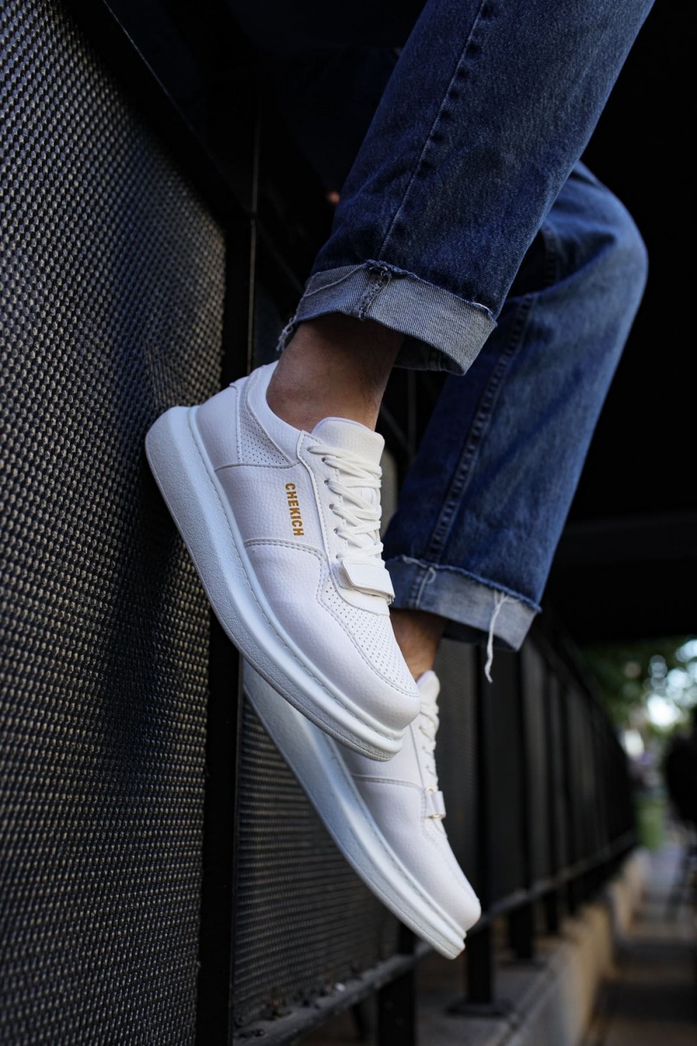 CH073 Flatline Erkek Günlük Bağcıklı Cilt Spor Sneaker Ayakkabı CBT - Beyaz – Chekich Erkek Ayakkabı