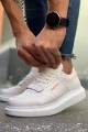 CH073 Flatline Erkek Günlük Bağcıklı Cilt Spor Sneaker Ayakkabı CBT - Beyaz – Chekich Erkek Ayakkabı