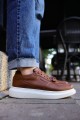 CH073 Flatline Erkek Günlük Bağcıklı Cilt Spor Sneaker Ayakkabı CBT - Taba – Chekich Erkek Ayakkabı