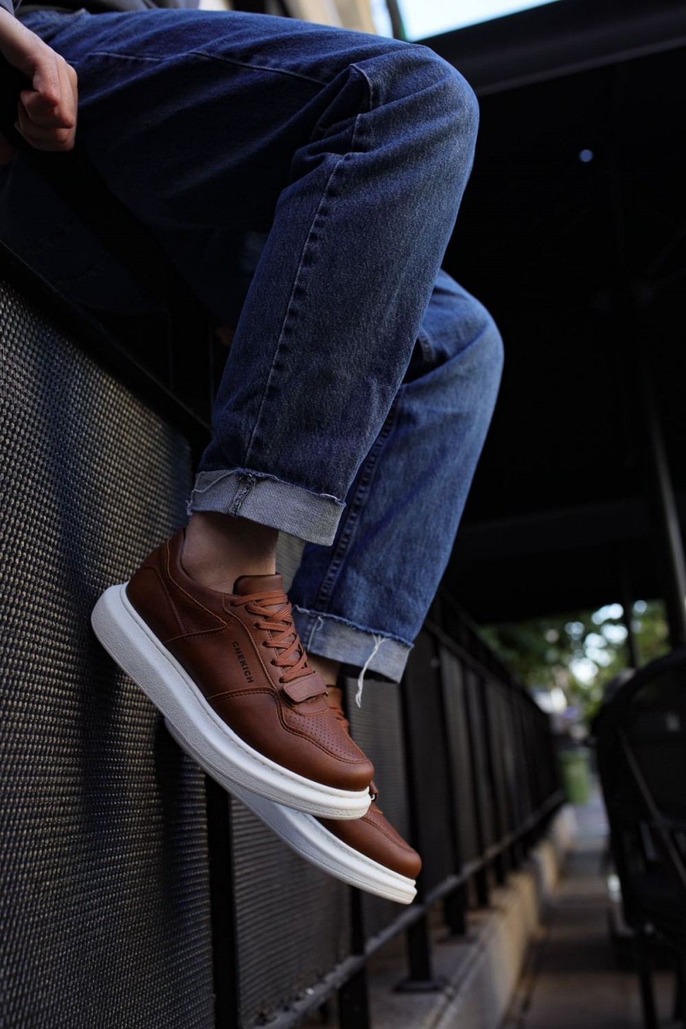 CH073 Flatline Erkek Günlük Bağcıklı Cilt Spor Sneaker Ayakkabı CBT - Taba – Chekich Erkek Ayakkabı