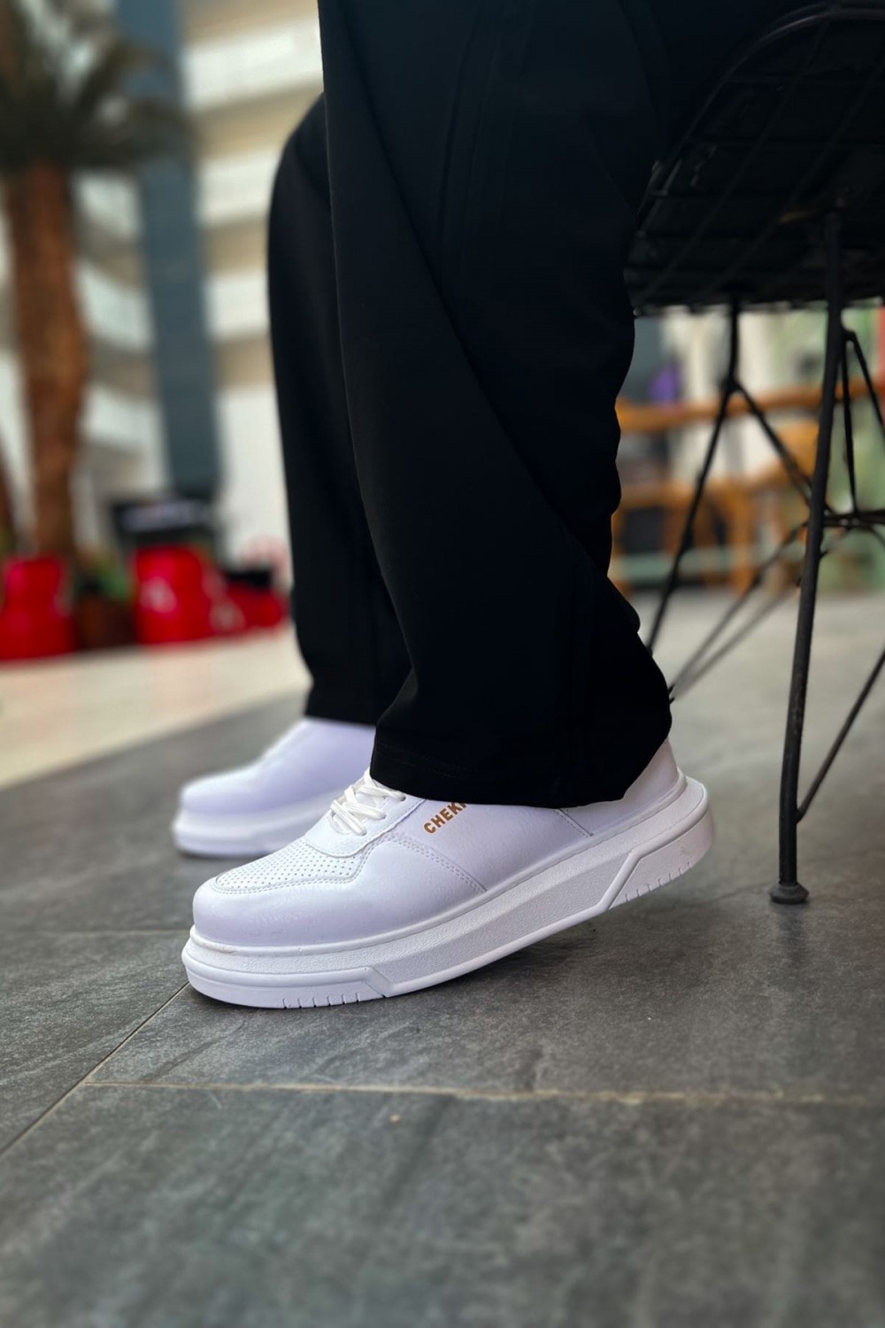 CH075 Signature Erkek Günlük Bağcıklı Cilt Spor Sneaker Ayakkabı CBT - Beyaz Erkek Ayakkabı CH075 Signature Erkek Günlük Bağcıklı Cilt Spor Sneaker Ayakkabı CBT - Beyaz – Chekich Erkek Ayakkabı