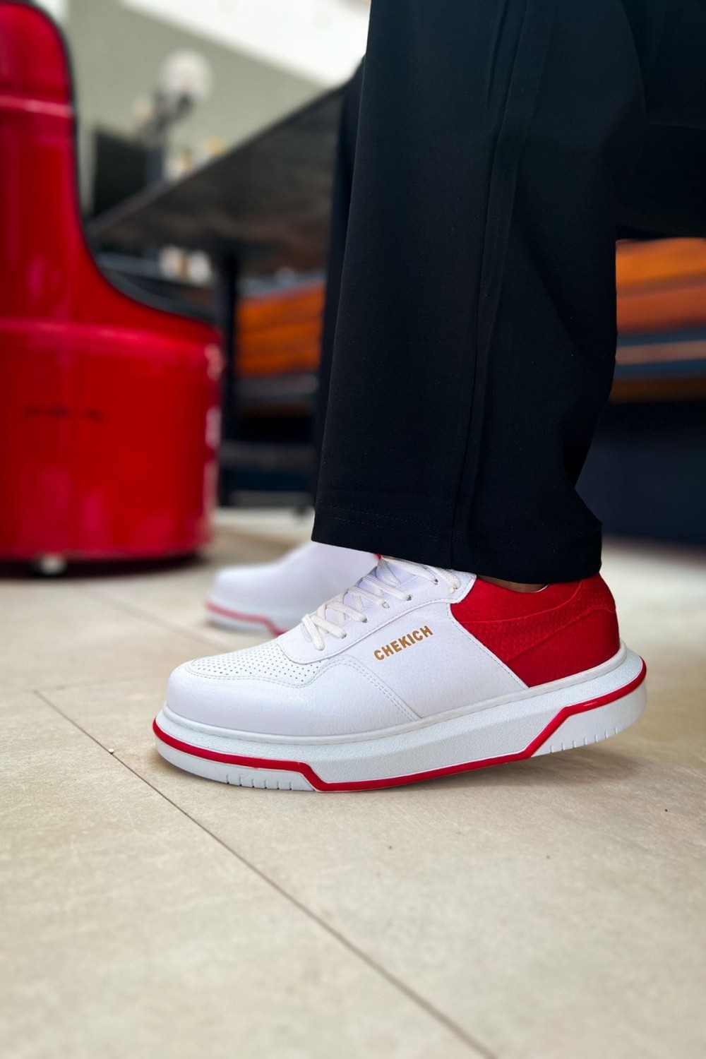 CH075 Signature Erkek Günlük Bağcıklı Cilt Spor Sneaker Ayakkabı CBT - Beyaz/Kırmızı Erkek Ayakkabı CH075 Signature Erkek Günlük Bağcıklı Cilt Spor Sneaker Ayakkabı CBT - Beyaz/Kırmızı – Chekich Erkek Ayakkabı