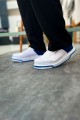 CH075 Signature Erkek Günlük Bağcıklı Cilt Spor Sneaker Ayakkabı CBT - Beyaz/Mavi – Chekich Erkek Ayakkabı