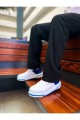 CH075 Signature Erkek Günlük Bağcıklı Cilt Spor Sneaker Ayakkabı CBT - Beyaz/Mavi – Chekich Erkek Ayakkabı