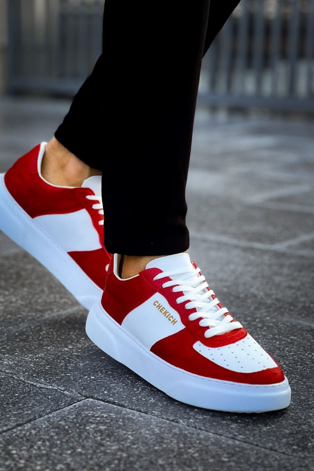 CH087 Kenton Erkek Günlük Bağcıklı Cilt Spor Sneaker Ayakkabı CBT - Beyaz/Kırmızı Erkek Ayakkabı CH087 Kenton Erkek Günlük Bağcıklı Cilt Spor Sneaker Ayakkabı CBT - Beyaz/Kırmızı – Chekich Erkek Ayakkabı