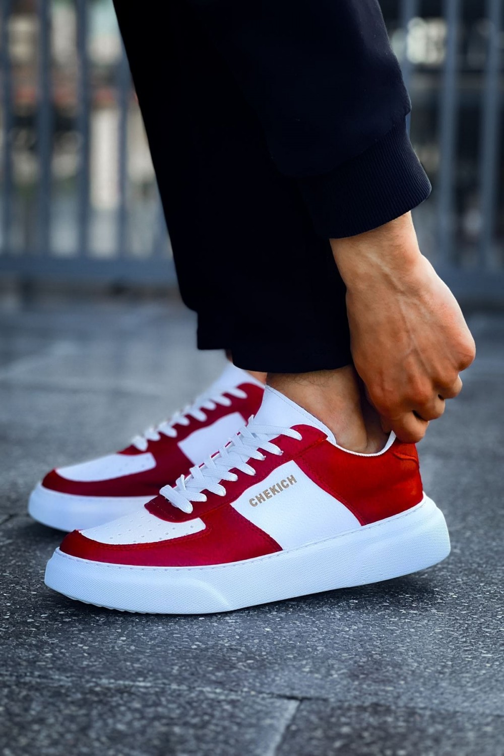 CH087 Kenton Erkek Günlük Bağcıklı Cilt Spor Sneaker Ayakkabı CBT - Beyaz/Kırmızı Erkek Ayakkabı CH087 Kenton Erkek Günlük Bağcıklı Cilt Spor Sneaker Ayakkabı CBT - Beyaz/Kırmızı – Chekich Erkek Ayakkabı