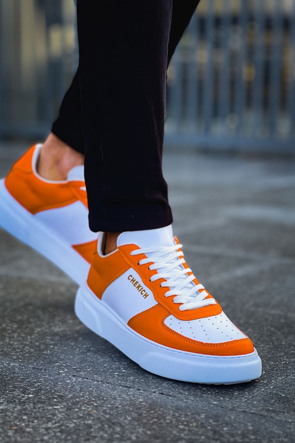 CH087 Kenton Erkek Günlük Bağcıklı Cilt Spor Sneaker Ayakkabı CBT - Beyaz/Turuncu Erkek Ayakkabı CH087 Kenton Erkek Günlük Bağcıklı Cilt Spor Sneaker Ayakkabı CBT - Beyaz/Turuncu – Chekich Erkek Ayakkabı