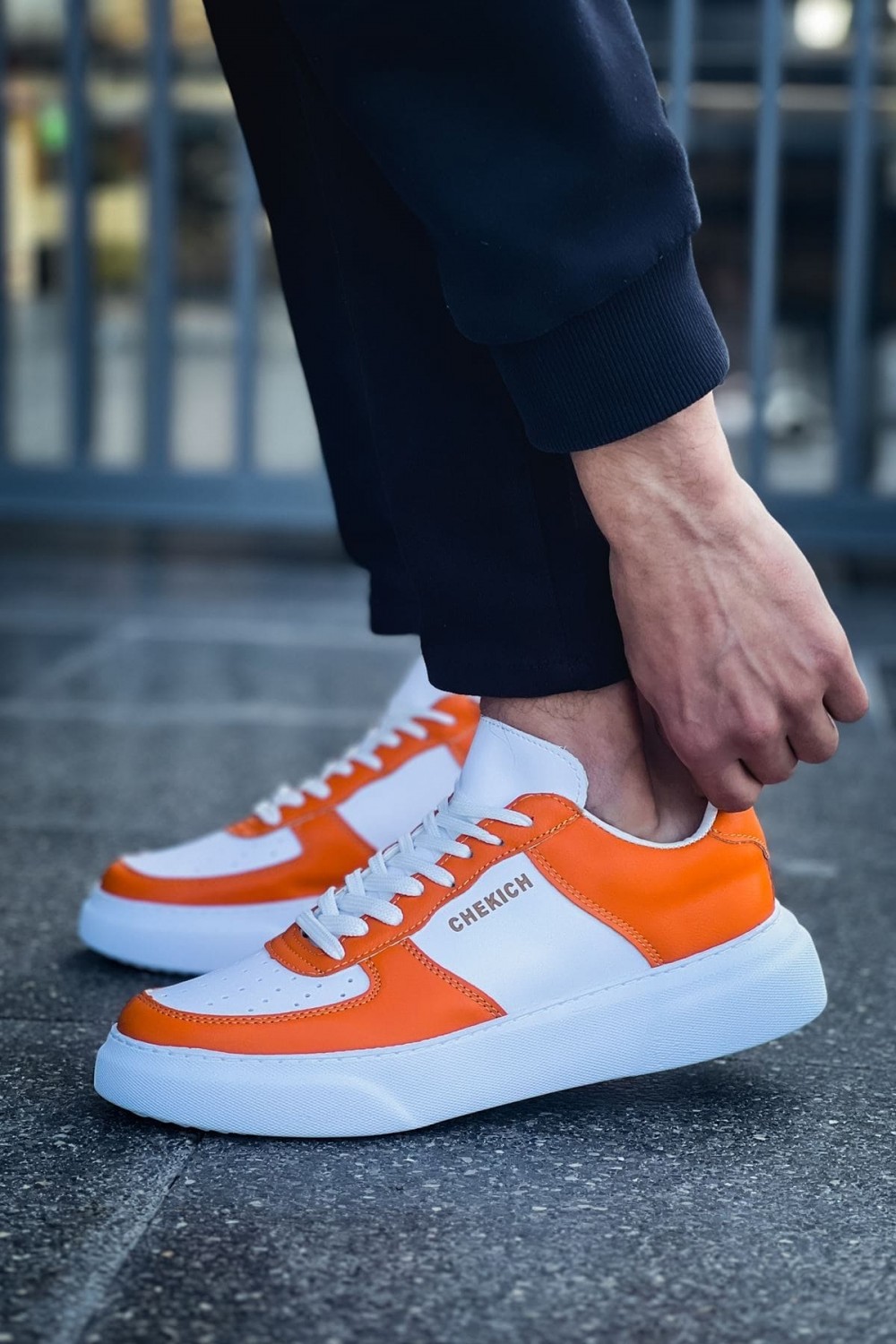 CH087 Kenton Erkek Günlük Bağcıklı Cilt Spor Sneaker Ayakkabı CBT - Beyaz/Turuncu Erkek Ayakkabı CH087 Kenton Erkek Günlük Bağcıklı Cilt Spor Sneaker Ayakkabı CBT - Beyaz/Turuncu – Chekich Erkek Ayakkabı