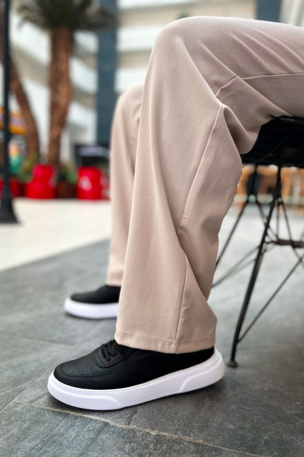 CH087 Kenton Erkek Günlük Bağcıklı Cilt Spor Sneaker Ayakkabı CBT - Siyah – Chekich Erkek Ayakkabı