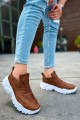 CH089 Low Top Lace Up Erkek Günlük Bağcıklı Cilt Spor Sneaker Ayakkabı CBT - Taba – Chekich Erkek Ayakkabı