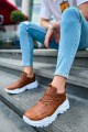 CH089 Low Top Lace Up Erkek Günlük Bağcıklı Cilt Spor Sneaker Ayakkabı CBT - Taba – Chekich Erkek Ayakkabı