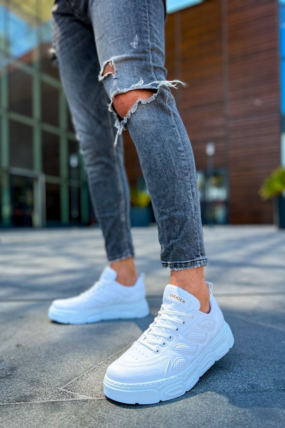 CH105 Cronus Erkek Günlük Bağcıklı Cilt Spor Sneaker Ayakkabı CBT - Beyaz Erkek Ayakkabı CH105 Cronus Erkek Günlük Bağcıklı Cilt Spor Sneaker Ayakkabı CBT - Beyaz – Chekich Erkek Ayakkabı